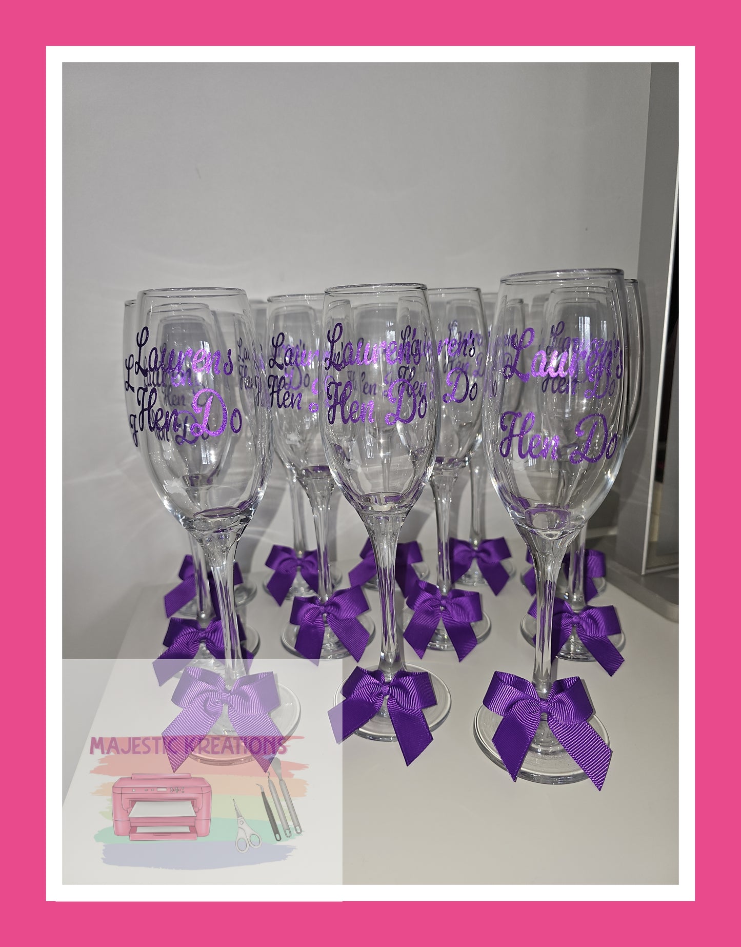 Cham pagne Fluteor Wine Glass Vinyl & Bow