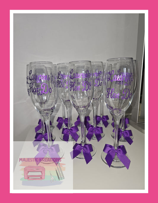Cham pagne Fluteor Wine Glass Vinyl & Bow