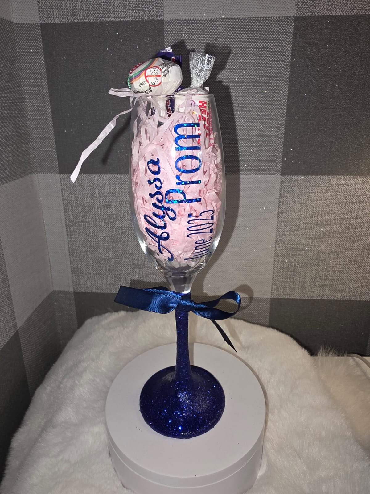 Wine / Champagne Glasses Personalised and Glittered