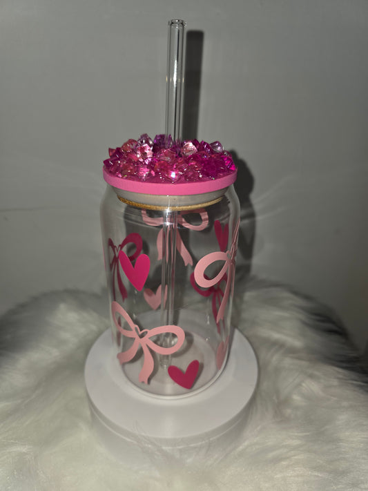 Ice Coffee Glass With Lid & Straw Personalised To Your Liking