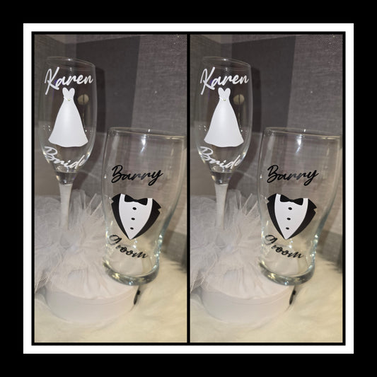 Bride & Groom Glass GIFT SET
