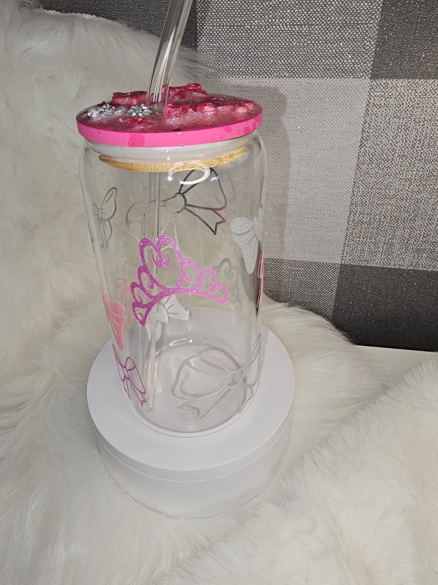 Ice Coffee Glass With Lid & Straw Personalised To Your Liking