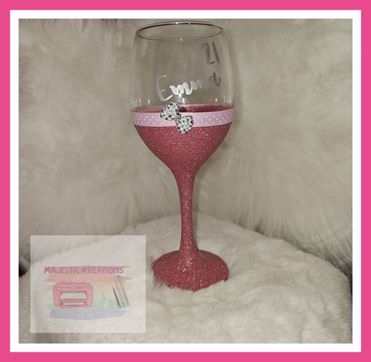 Wine / Champagne Glasses Personalised and Glittered