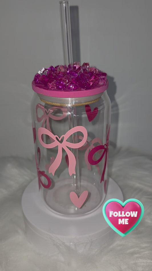Ice Coffee Glass With Lid &  Straw Personalised To Your Liking