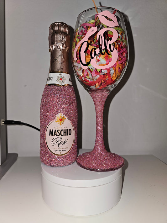 Wine / Champagne Glasses Personalised and Glittered