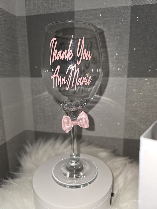 Cham pagne Fluteor Wine Glass Vinyl & Bow