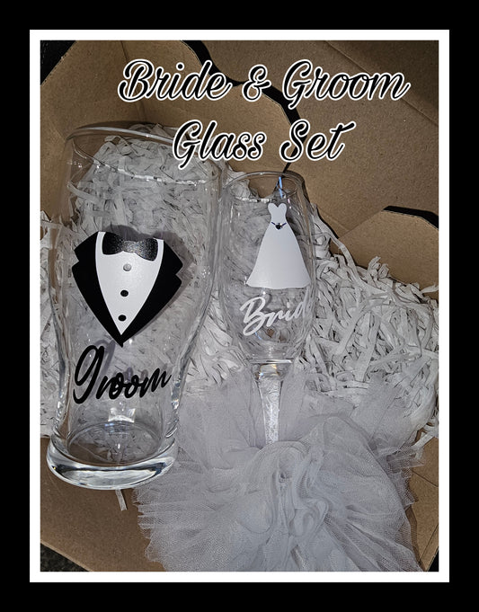 Bride & Groom Glass GIFT SET